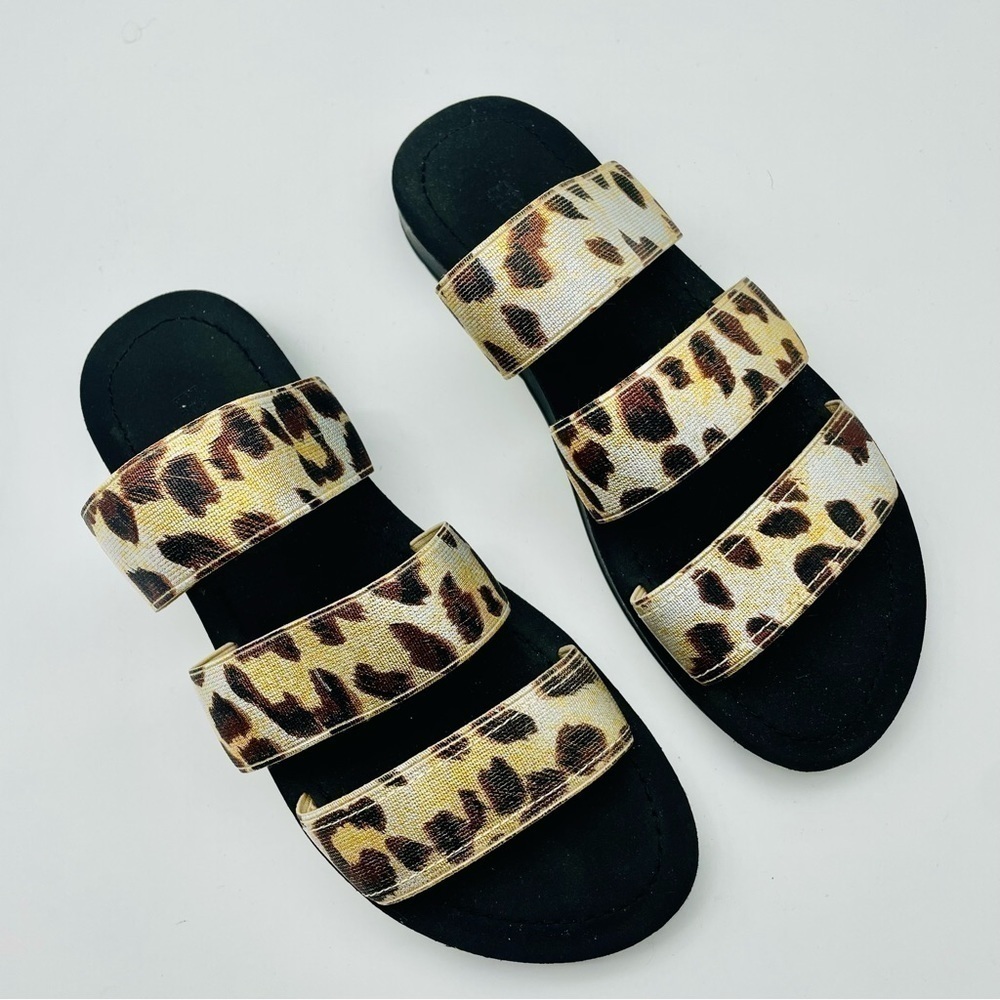 NWT Metallic Platform Leopard Devin Sandals, Sz 6